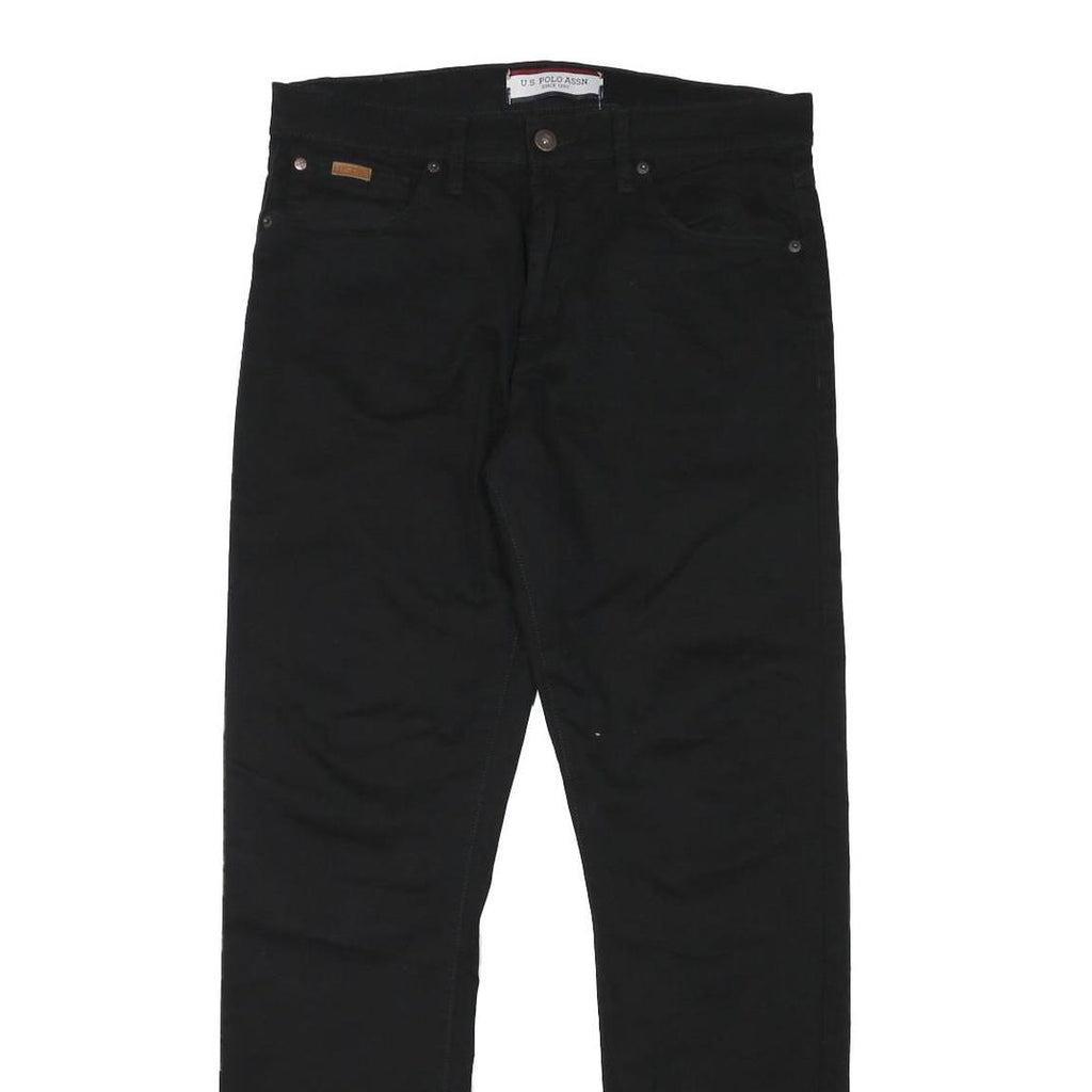 U.S. POLO ASSN Mens Jeans Black Regular Straight Denim W32 L31 Zip Cotton Blend
