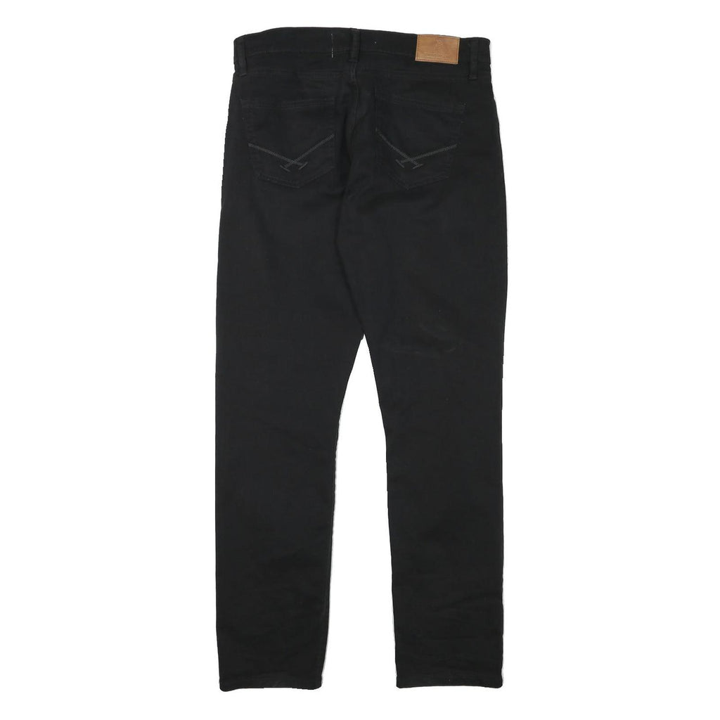 U.S. POLO ASSN Mens Jeans Black Regular Straight Denim W32 L31 Zip Cotton Blend