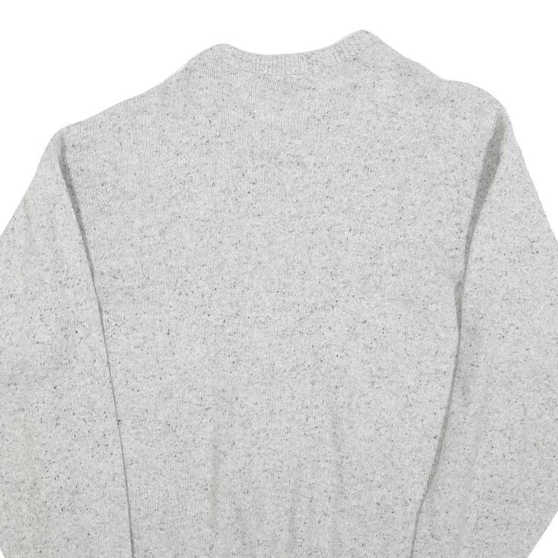 FASHION COLLECTION Mens Grey Beige Green Patterned Jumper Crew Neck Basic Knit M