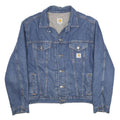 CARHARTT Mens Blue Denim Jacket L Cotton Button Plain Classic Casual Workwear