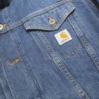 CARHARTT Mens Blue Denim Jacket L Cotton Button Plain Classic Casual Workwear