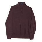 NAUTICA Mens Maroon Half Zip Plain Cotton Blend Jumper S Pullover Cotton Knit
