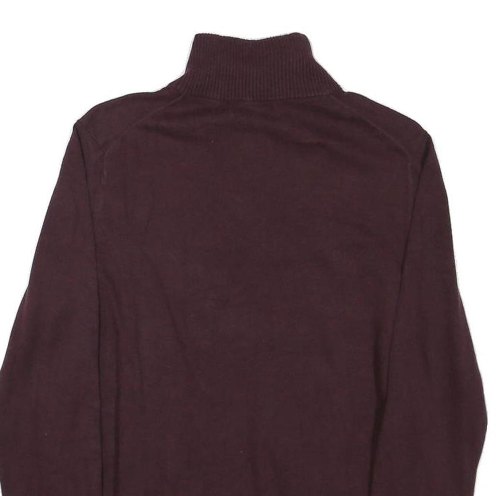 NAUTICA Mens Maroon Half Zip Plain Cotton Blend Jumper S Pullover Cotton Knit