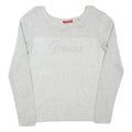 GUESS Womens Grey Plain Crew Neck Basic Knit Jumper S Cotton Blend Lightweight
