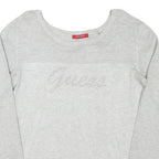 GUESS Womens Grey Plain Crew Neck Basic Knit Jumper S Cotton Blend Lightweight
