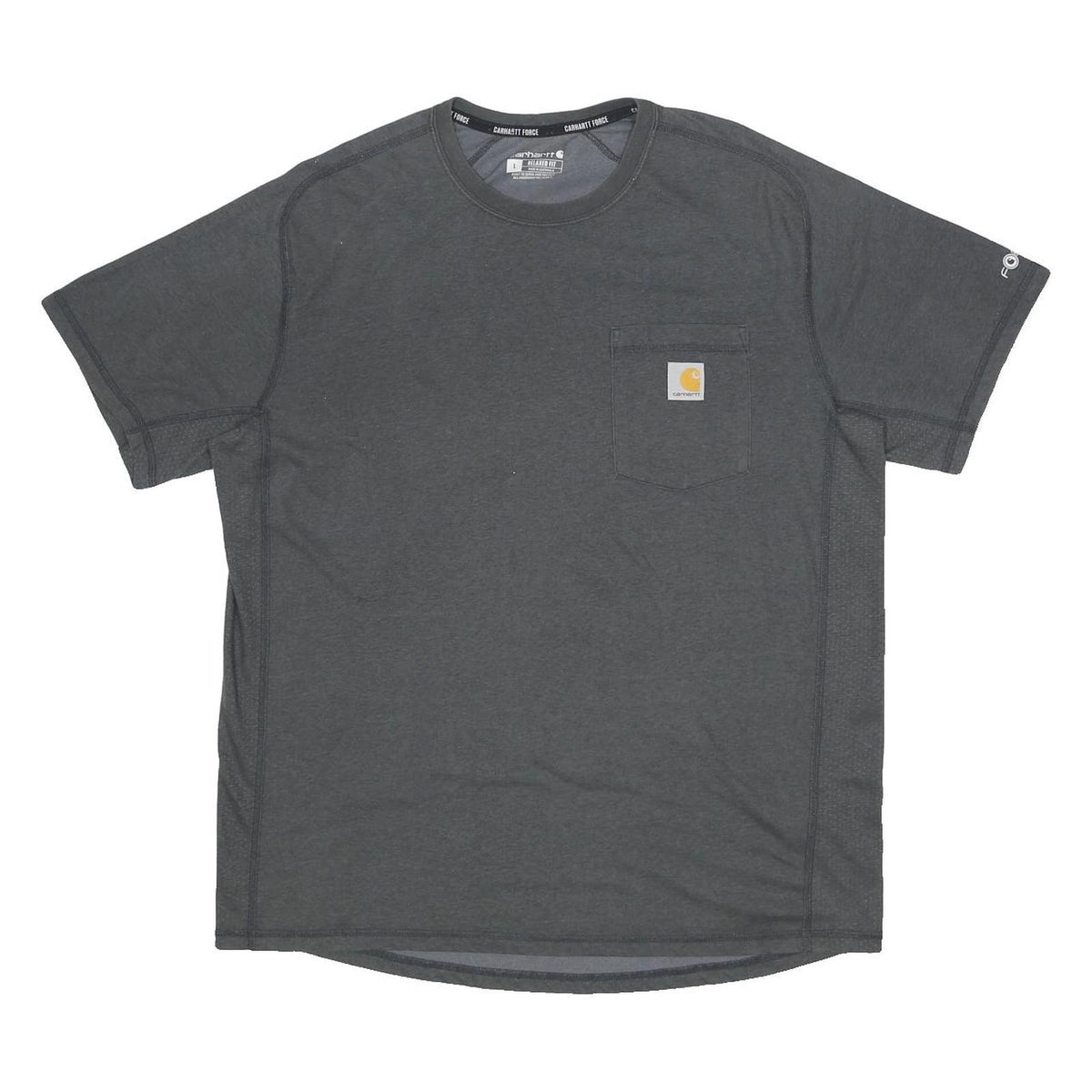 CARHARTT Mens Black T-Shirt L Short Sleeve Crew Neck Pocket Polyester Blend