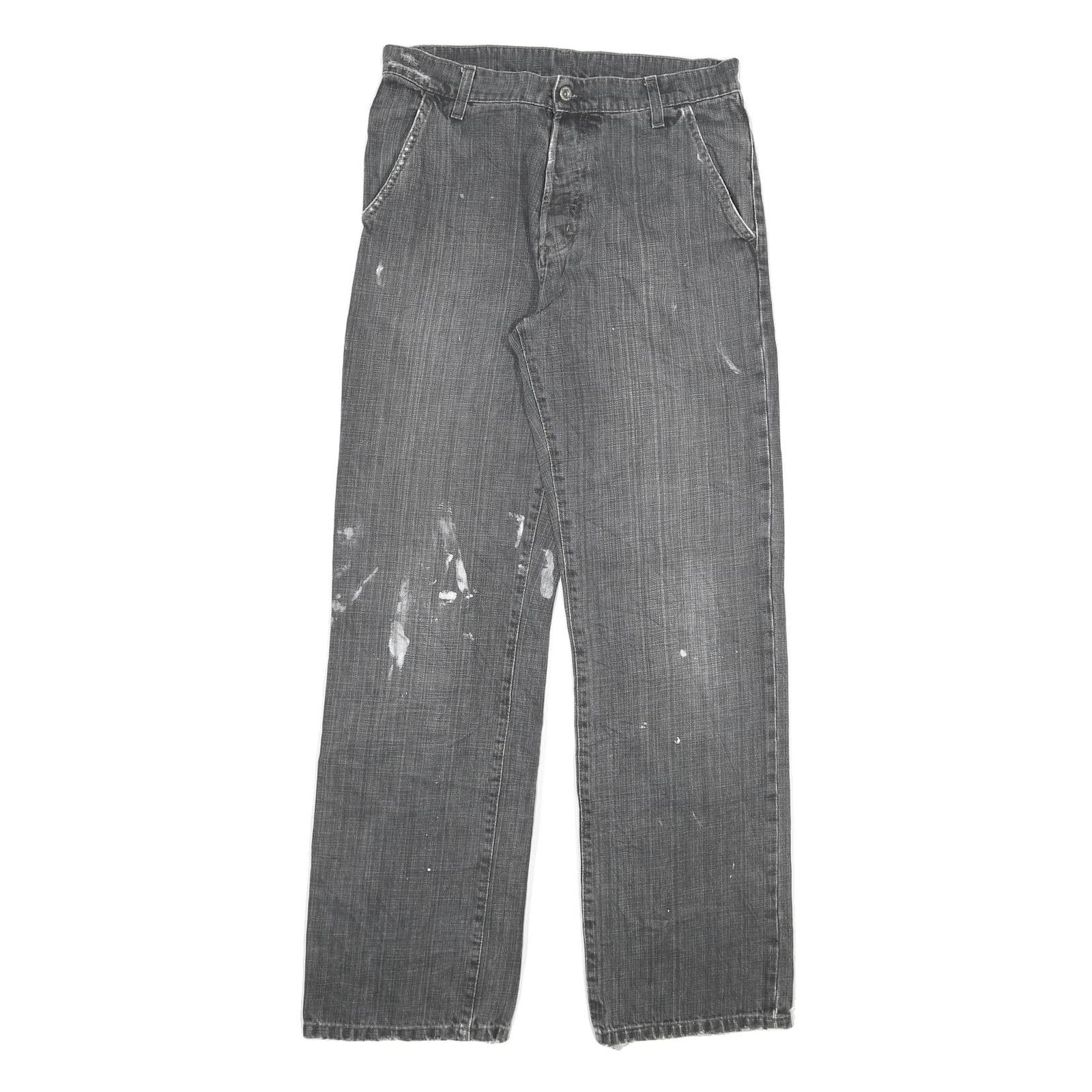 CARHARTT Mens Regular Fit Denim Jeans Grey W30 L32 Distressed Paint Splatter