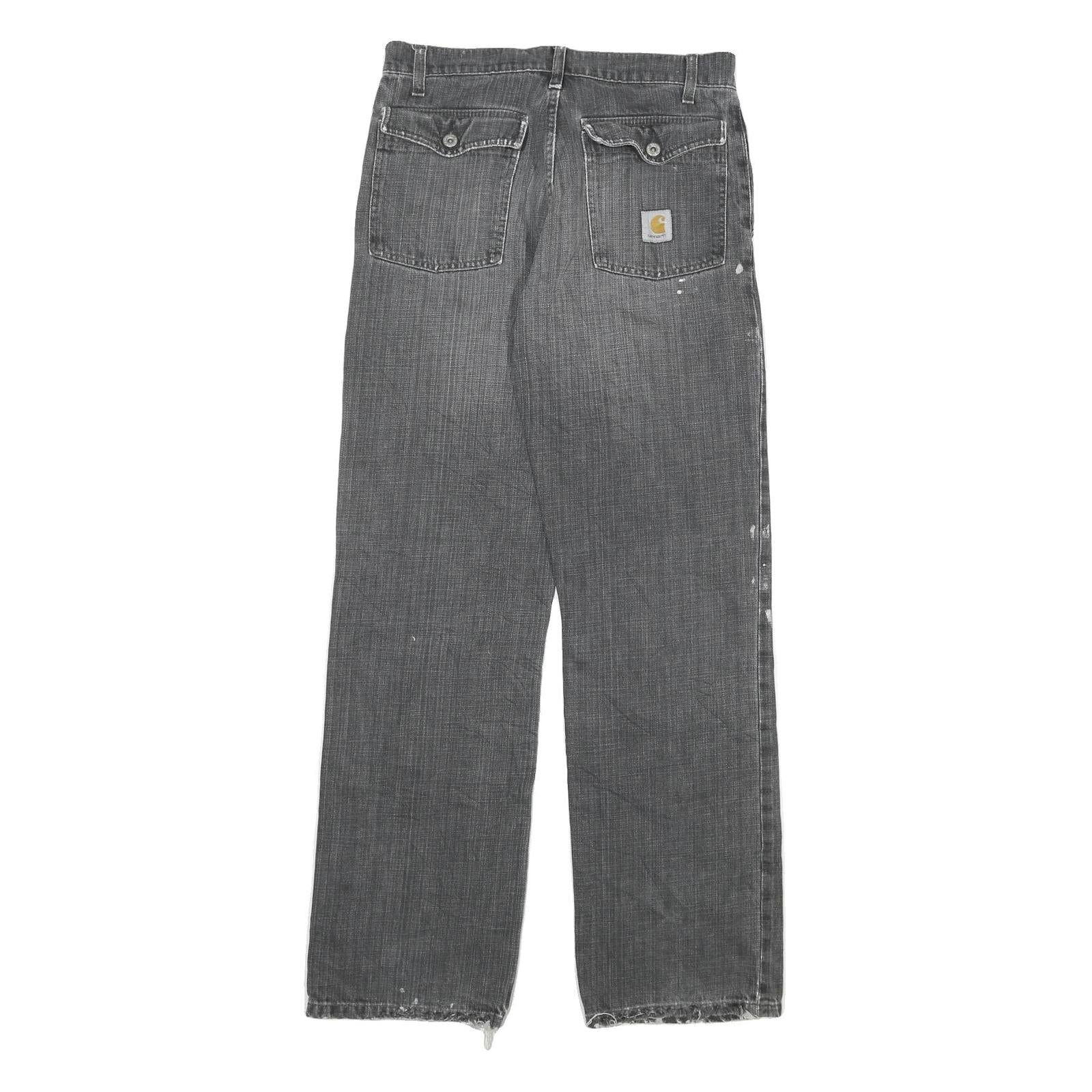 CARHARTT Mens Regular Fit Denim Jeans Grey W30 L32 Distressed Paint Splatter