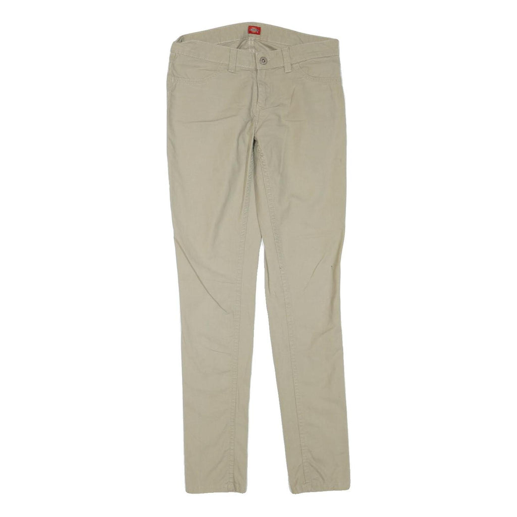 DICKIES Womens Regular Fit Beige Trousers W28 L32 Straight Cotton Blend Zip