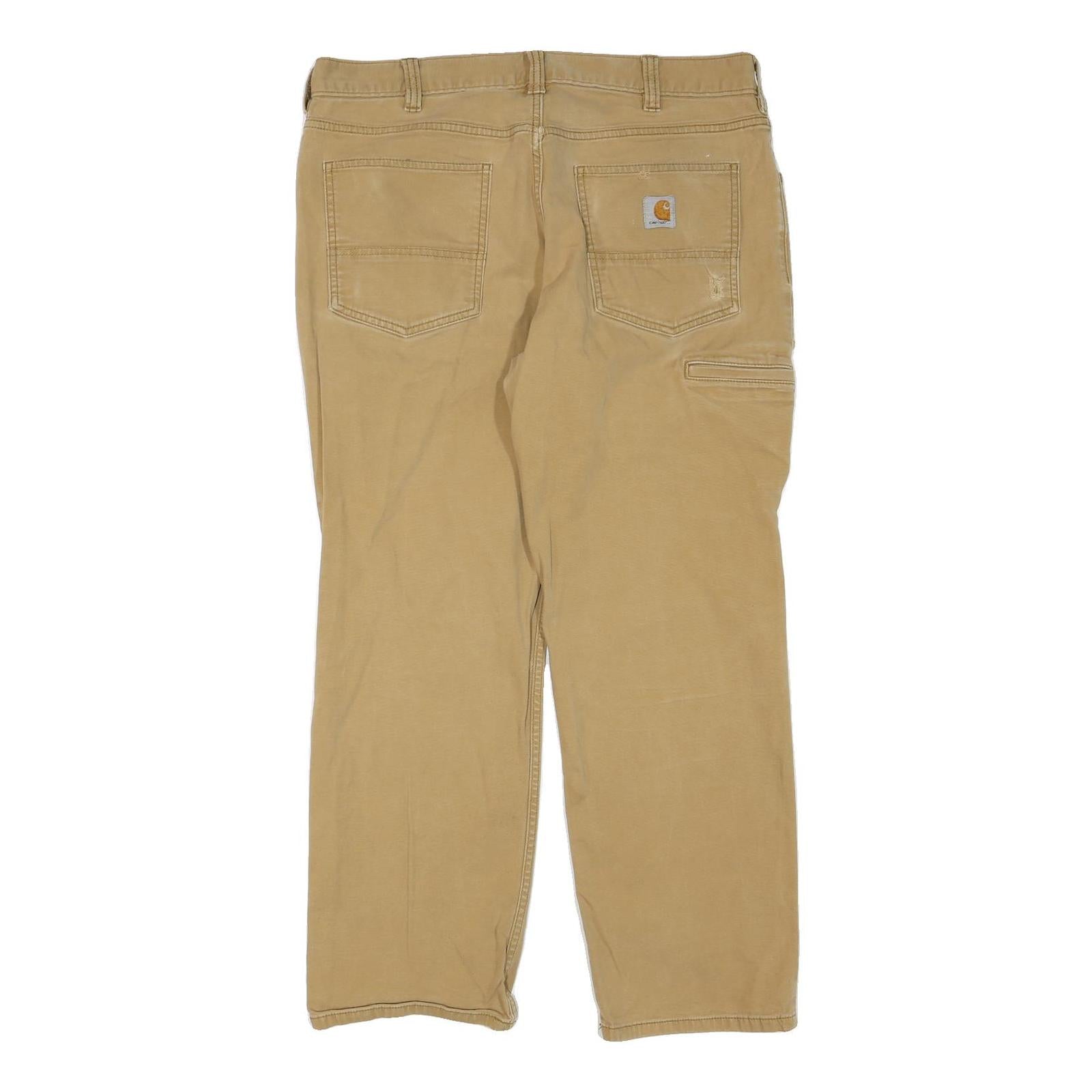 CARHARTT Mens Jeans Beige Regular Straight Denim W36 L27 Workwear Zip Closure