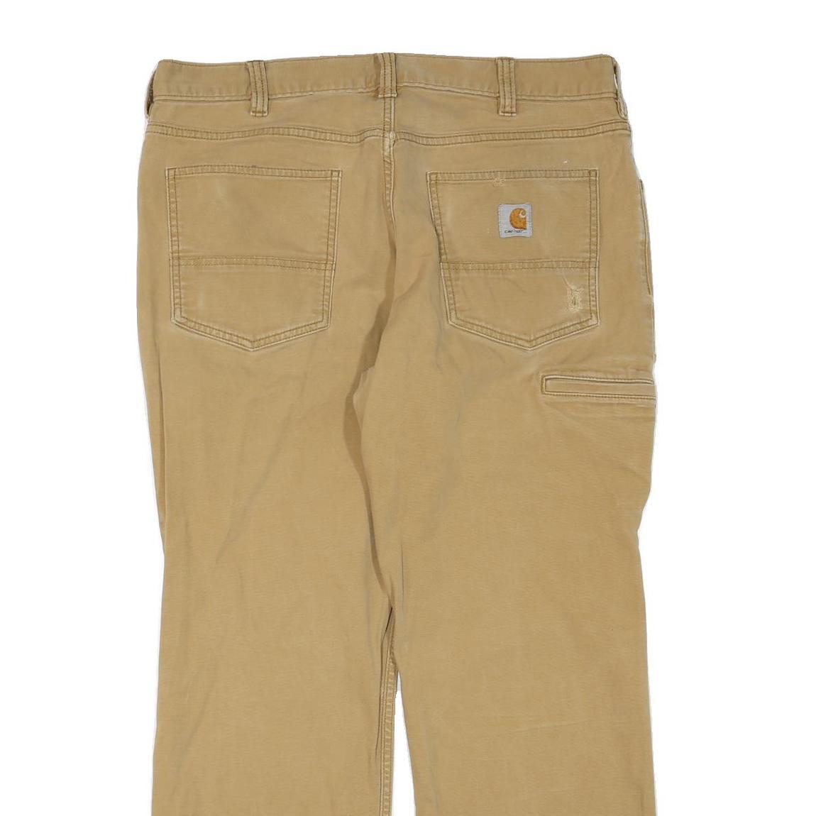 CARHARTT Mens Jeans Beige Regular Straight Denim W36 L27 Workwear Zip Closure