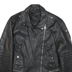 ZARA BASIC Womens Black Biker Jacket S Polyester Blend Tailored Woven Zip