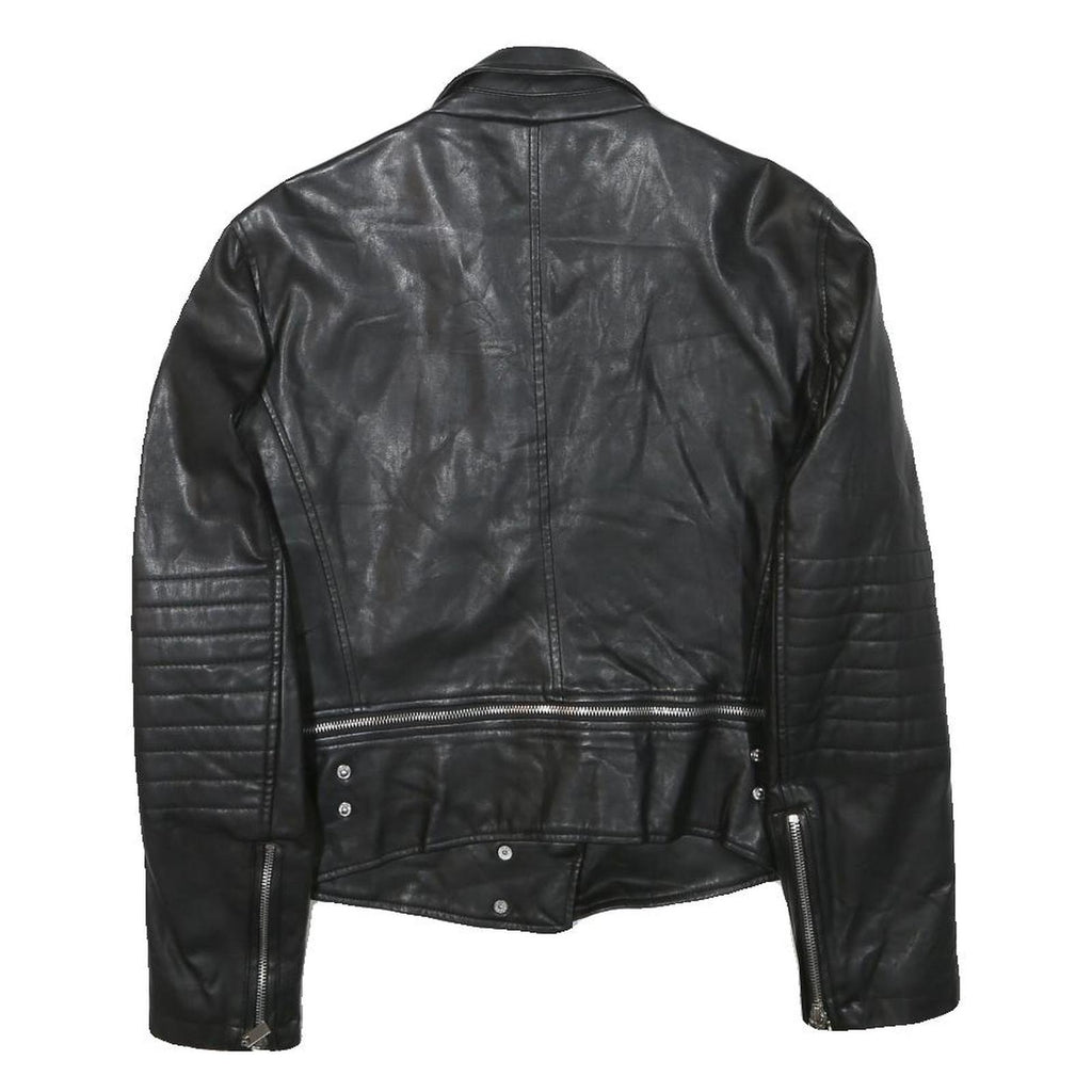 ZARA BASIC Womens Black Biker Jacket S Polyester Blend Tailored Woven Zip