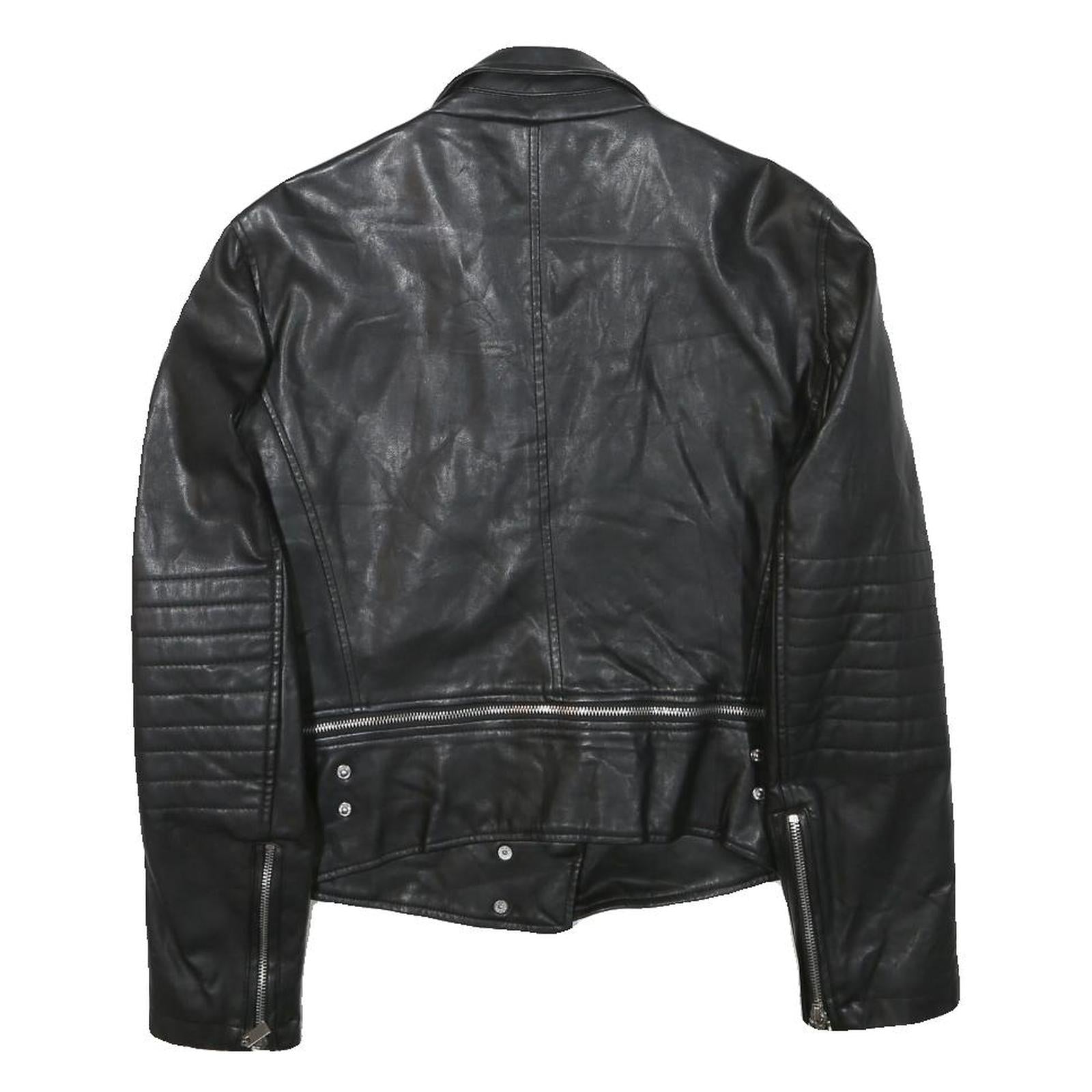ZARA BASIC Womens Black Biker Jacket S Polyester Blend Tailored Woven Zip