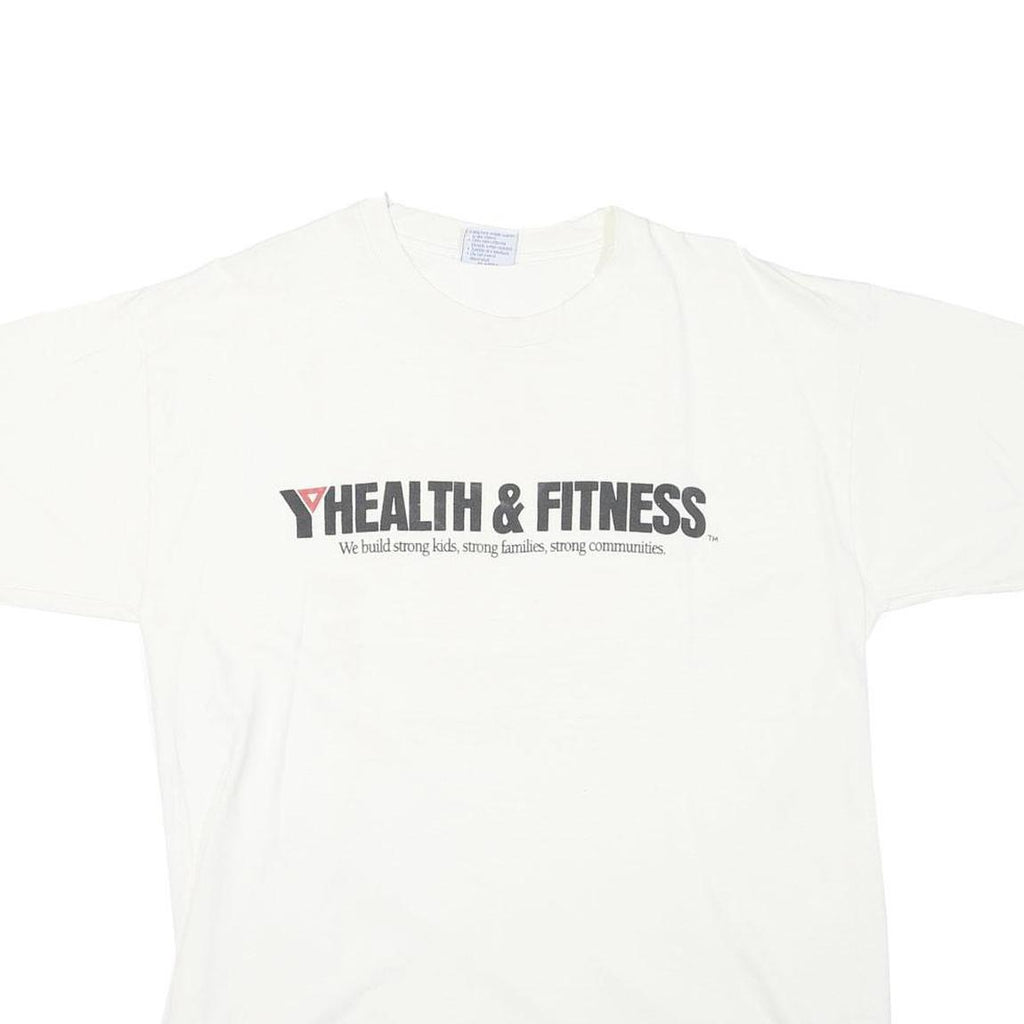 ALL SPORT Mens White Health & Fitness Graphic T-Shirt XL Short Sleeve Crew Neck