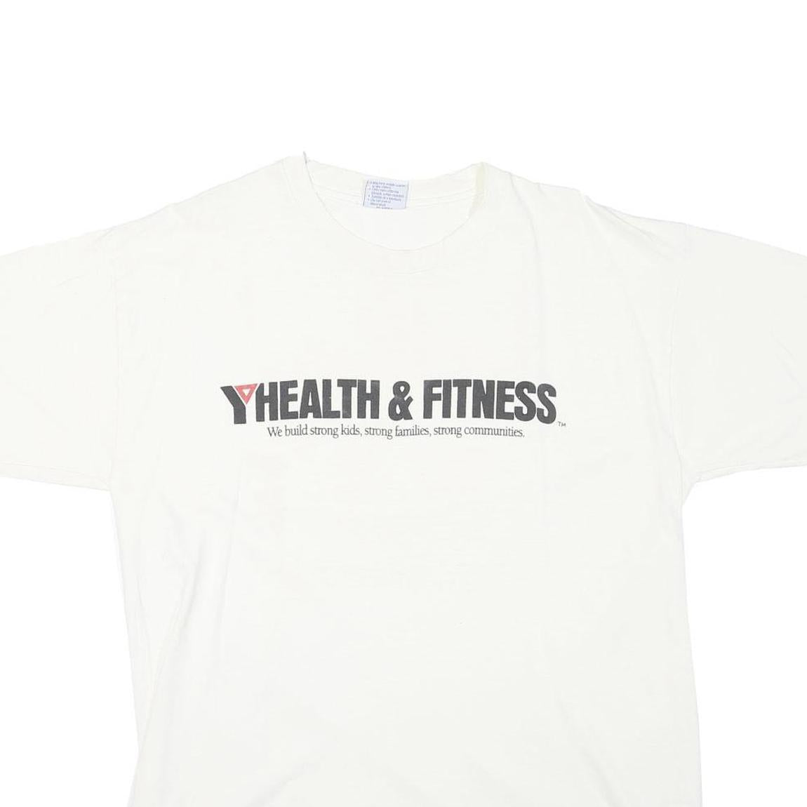 ALL SPORT Mens White Health & Fitness Graphic T-Shirt XL Short Sleeve Crew Neck