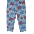 VIVACE Womens Cotton Blend Blue & Maroon Floral Relaxed Trousers W26 L28