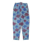 VIVACE Womens Cotton Blend Blue & Maroon Floral Relaxed Trousers W26 L28