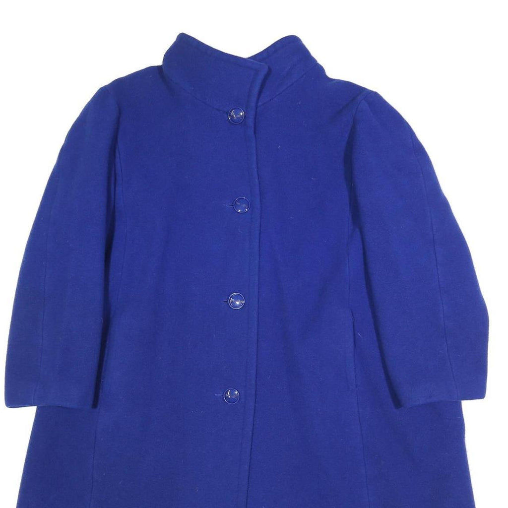 WEIL Womens Blue Wool Button Jacket L Plain Elegant Classic Long Sleeve