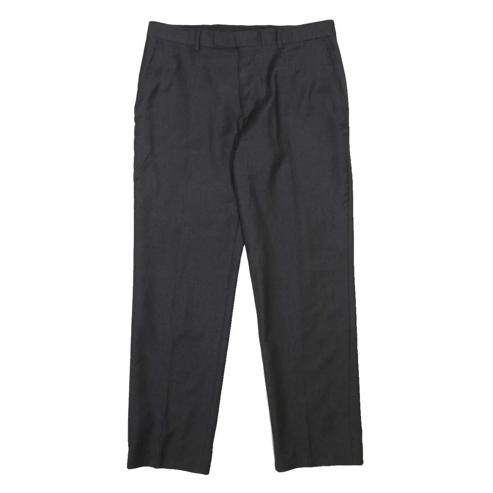 JAEGER Mens Woven Black Regular Straight Trousers W32 L28 Formal Workwear
