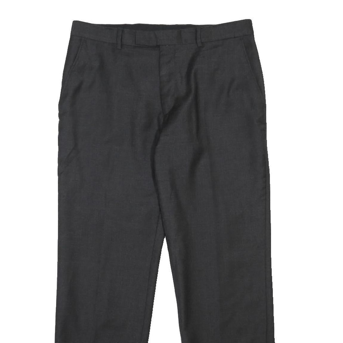 JAEGER Mens Woven Black Regular Straight Trousers W32 L28 Formal Workwear