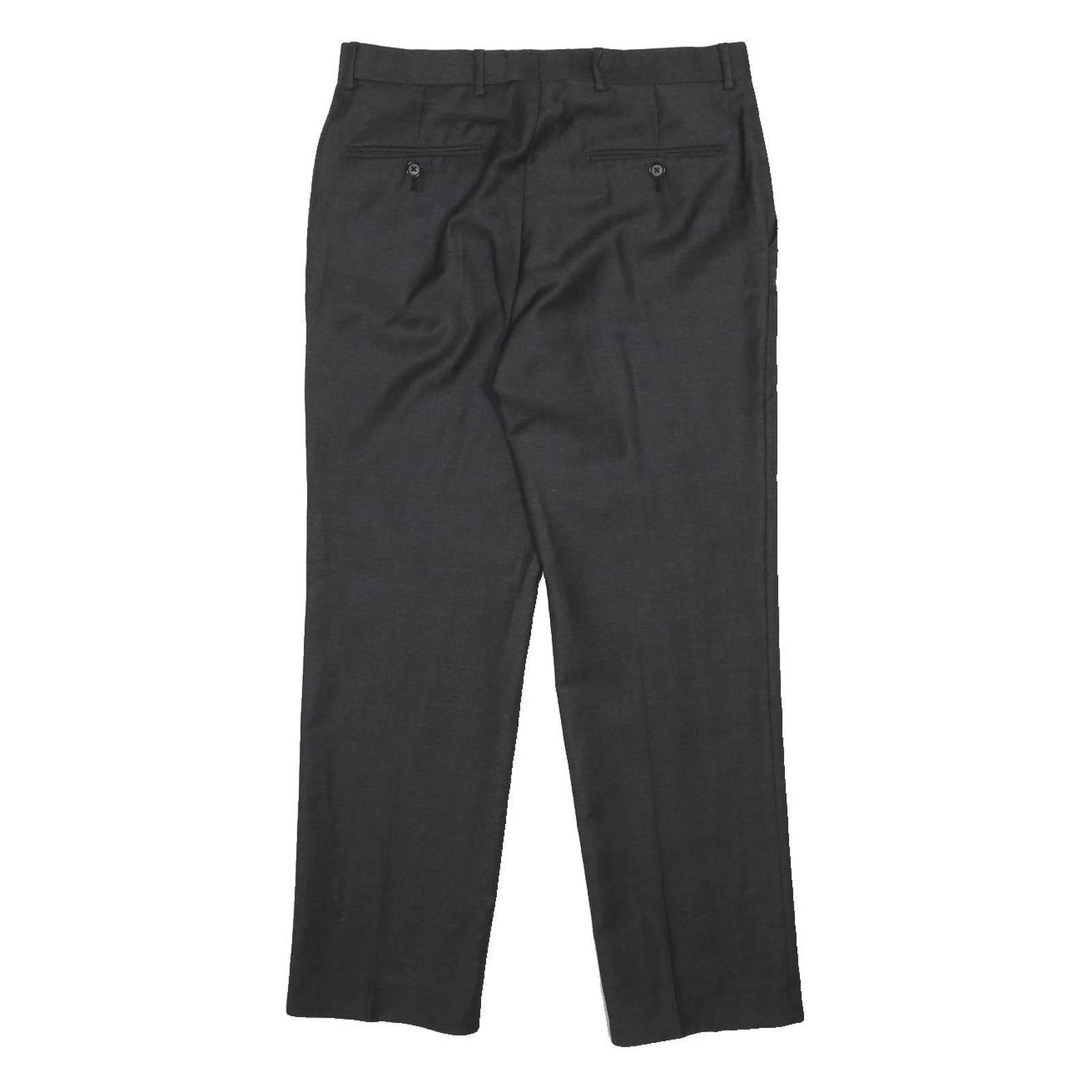 JAEGER Mens Woven Black Regular Straight Trousers W32 L28 Formal Workwear