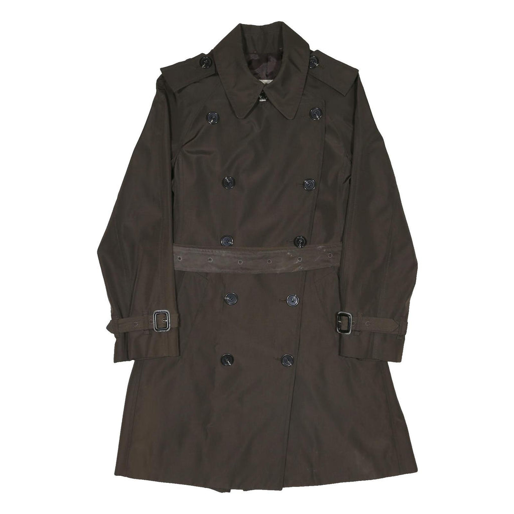 BURBERRY Womens Brown Trench Coat M Woven Fabric Button Closure Long Sleeve