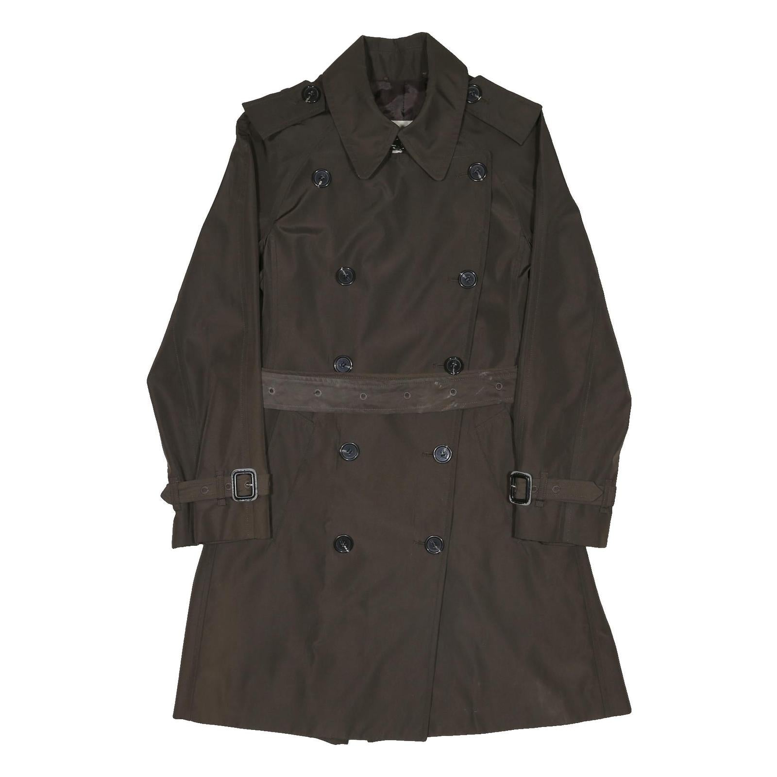 BURBERRY Womens Brown Trench Coat M Woven Fabric Button Closure Long Sleeve