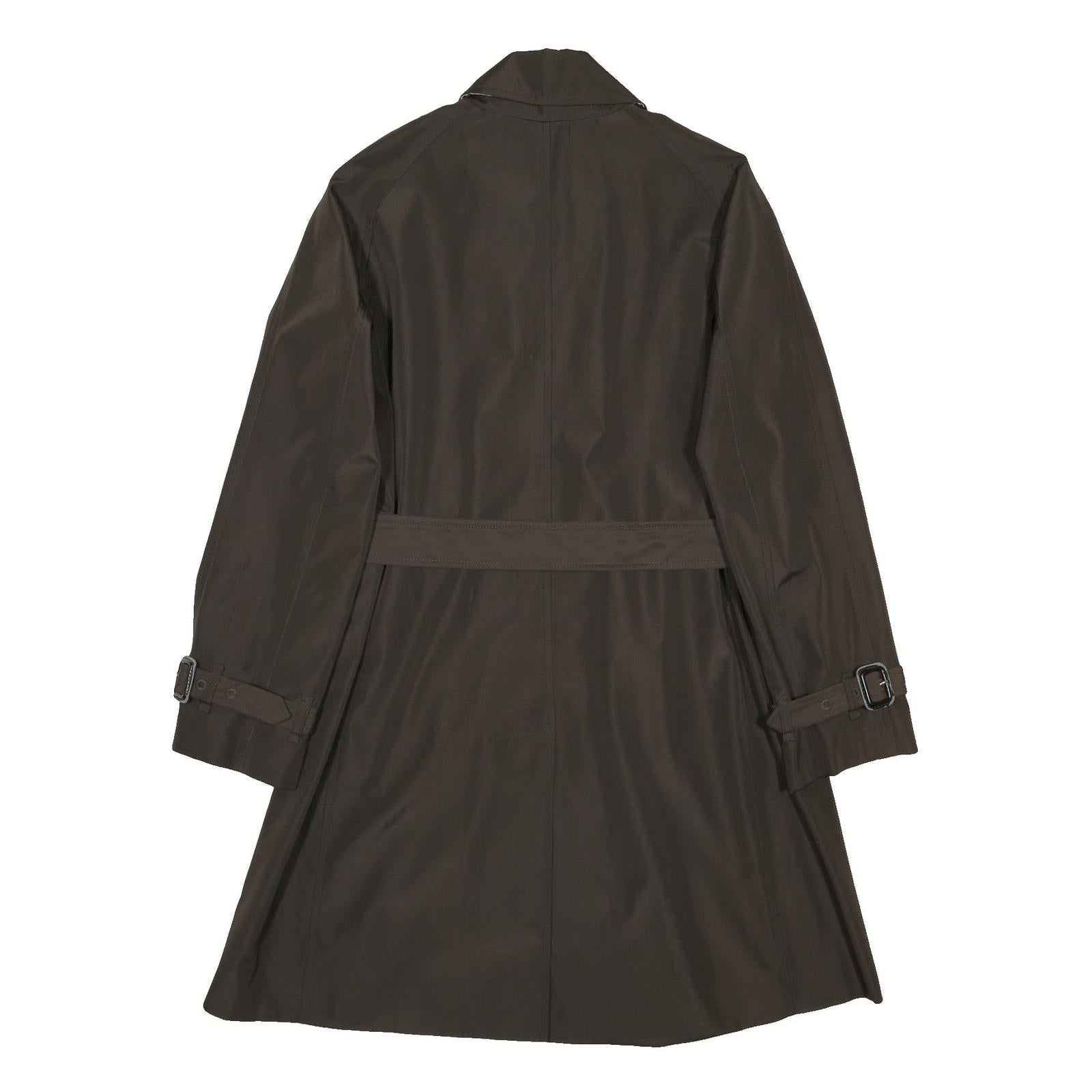 BURBERRY Womens Brown Trench Coat M Woven Fabric Button Closure Long Sleeve