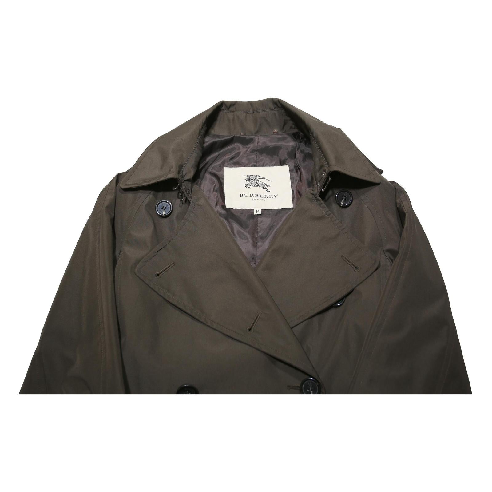 BURBERRY Womens Brown Trench Coat M Woven Fabric Button Closure Long Sleeve