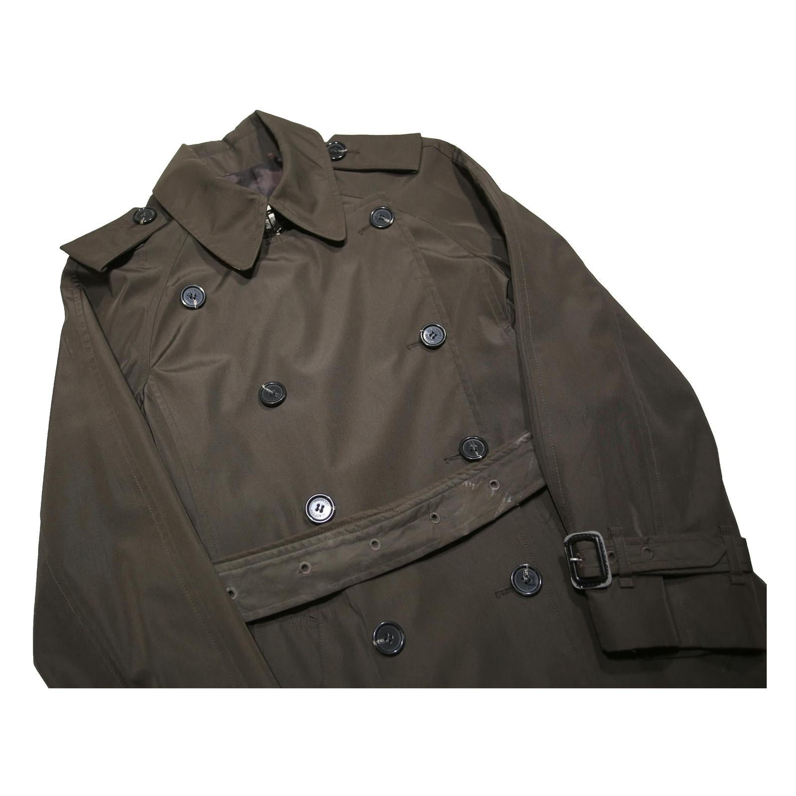 BURBERRY Womens Brown Trench Coat M Woven Fabric Button Closure Long Sleeve