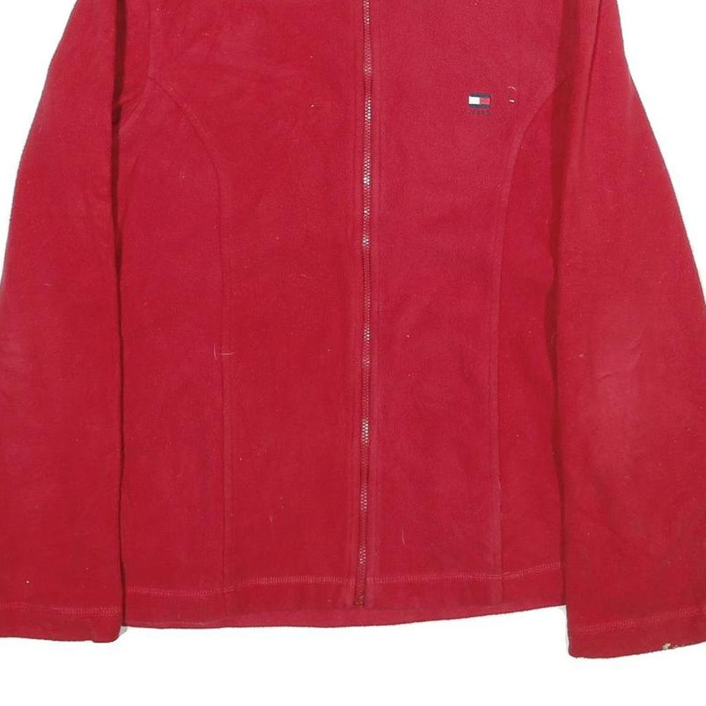 TOMMY JEANS Womens Red Zip Jacket M Polyester Plain Casual Lightweight