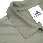 ADIDAS Mens Green & Beige Striped Long Sleeve Polo Shirt M Casual Cotton Blend
