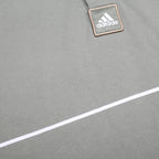 ADIDAS Mens Green & Beige Striped Long Sleeve Polo Shirt M Casual Cotton Blend