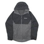 BERGHAUS Fleece Lined Mens Black & Grey Outdoor Jacket M Polyester Zip Hooded