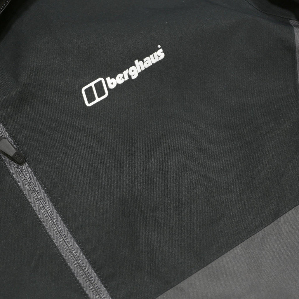 BERGHAUS Fleece Lined Mens Black & Grey Outdoor Jacket M Polyester Zip Hooded