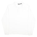FILA Mens White Cotton Long Sleeve Plain M Polo Shirt Classic Casual