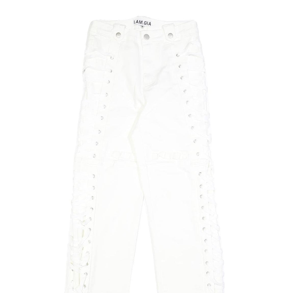 I.AM.GIA Holly Pant Womens White Regular Straight Trousers W25 L33 Side Lace