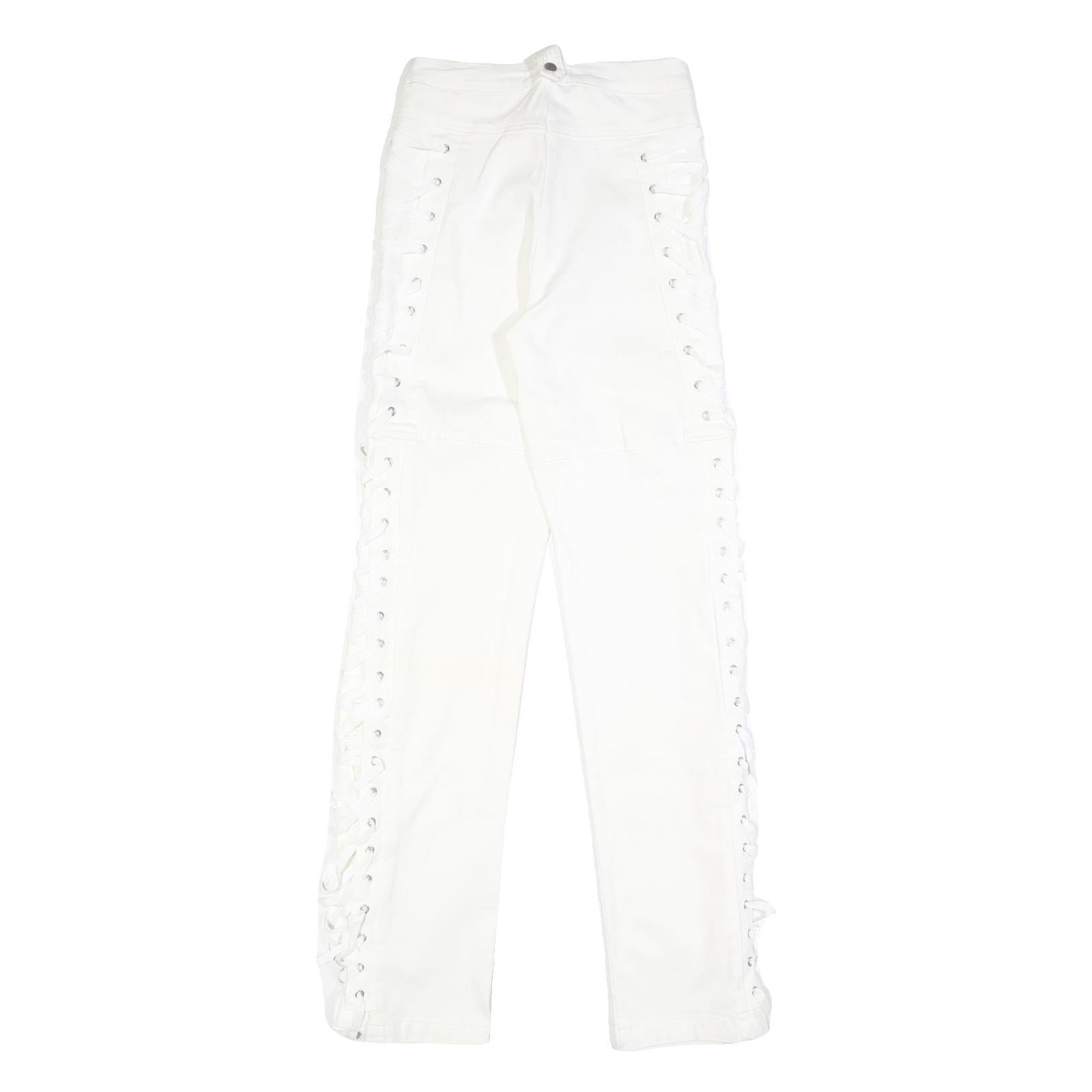 I.AM.GIA Holly Pant Womens White Regular Straight Trousers W25 L33 Side Lace