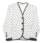 WOMENSTYL Womens White & Black Polka Dot Button Jacket S Woven Classic Fit