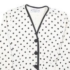 WOMENSTYL Womens White & Black Polka Dot Button Jacket S Woven Classic Fit