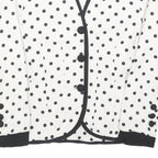 WOMENSTYL Womens White & Black Polka Dot Button Jacket S Woven Classic Fit
