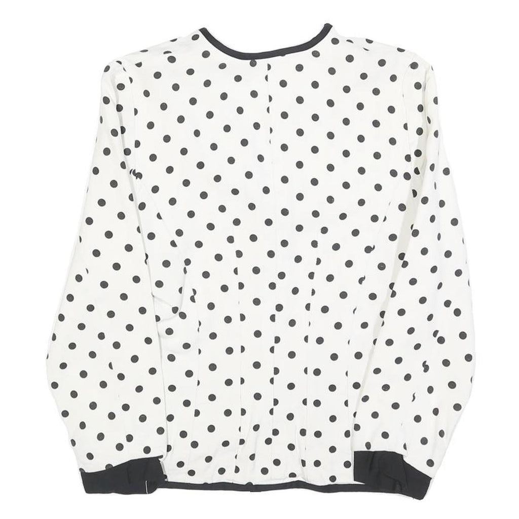 WOMENSTYL Womens White & Black Polka Dot Button Jacket S Woven Classic Fit