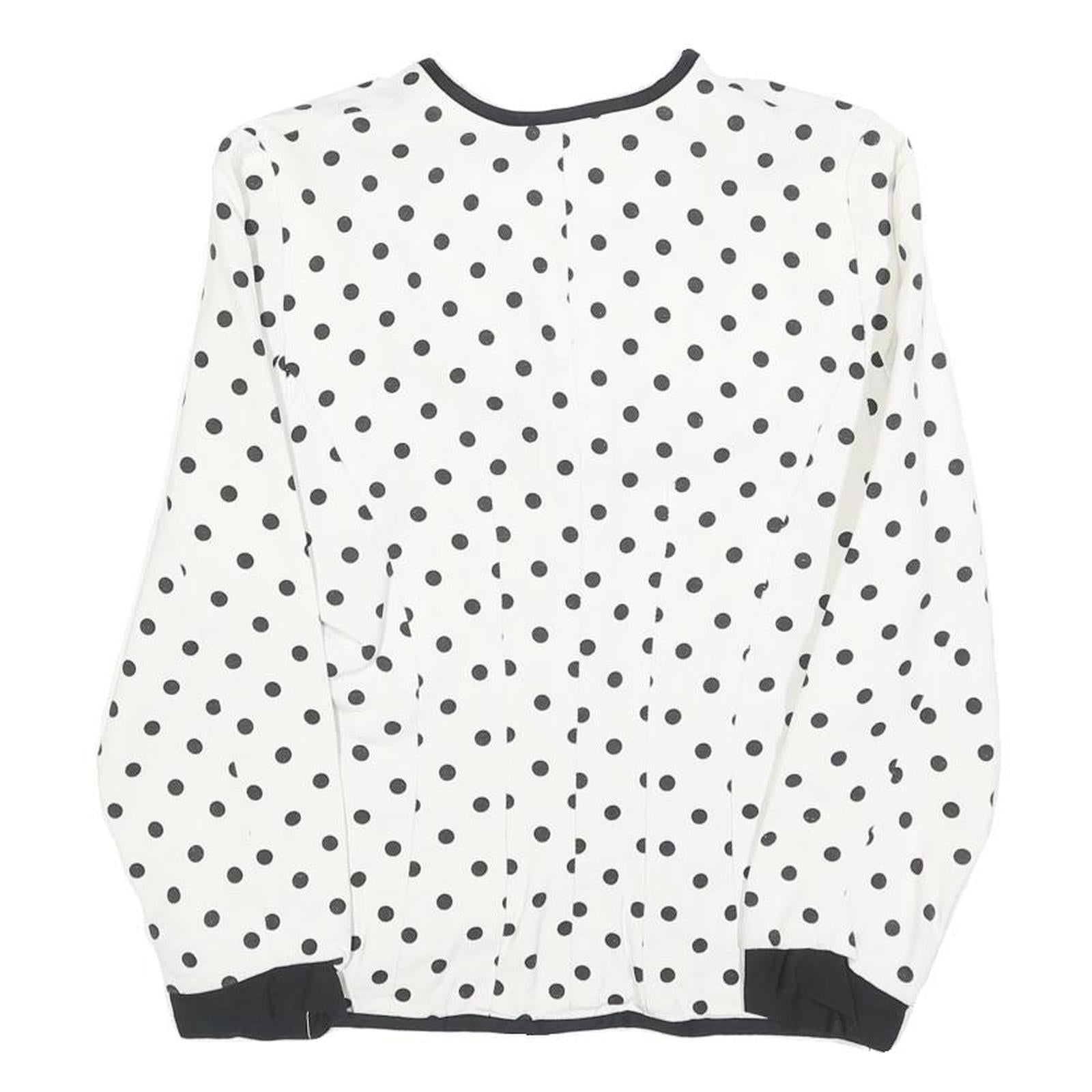 WOMENSTYL Womens White & Black Polka Dot Button Jacket S Woven Classic Fit