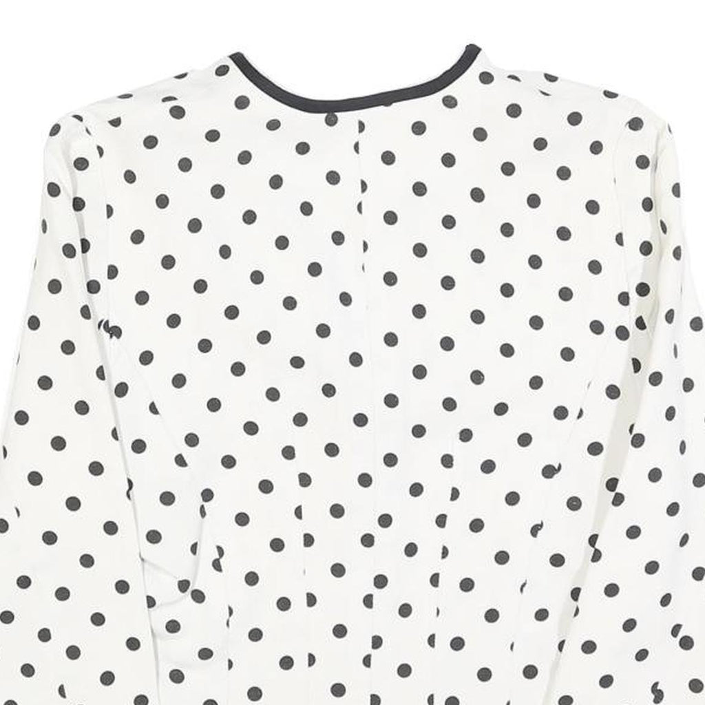 WOMENSTYL Womens White & Black Polka Dot Button Jacket S Woven Classic Fit