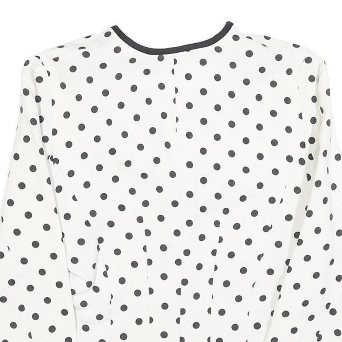 WOMENSTYL Womens White & Black Polka Dot Button Jacket S Woven Classic Fit