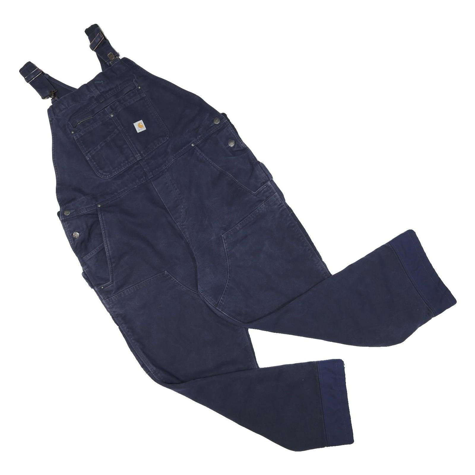 CARHARTT Womens Navy Blue Lined Dungarees Regular Cotton Blend XL W42 L29