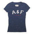 ABERCROMBIE & FITCH Womens Blue A&F 1892 Graphic T-Shirt S Short Sleeve Crew