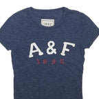 ABERCROMBIE & FITCH Womens Blue A&F 1892 Graphic T-Shirt S Short Sleeve Crew