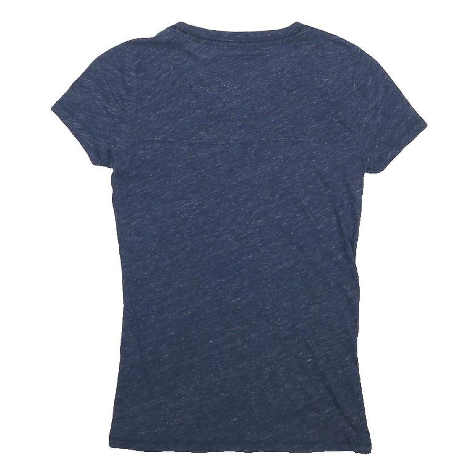 ABERCROMBIE & FITCH Womens Blue A&F 1892 Graphic T-Shirt S Short Sleeve Crew